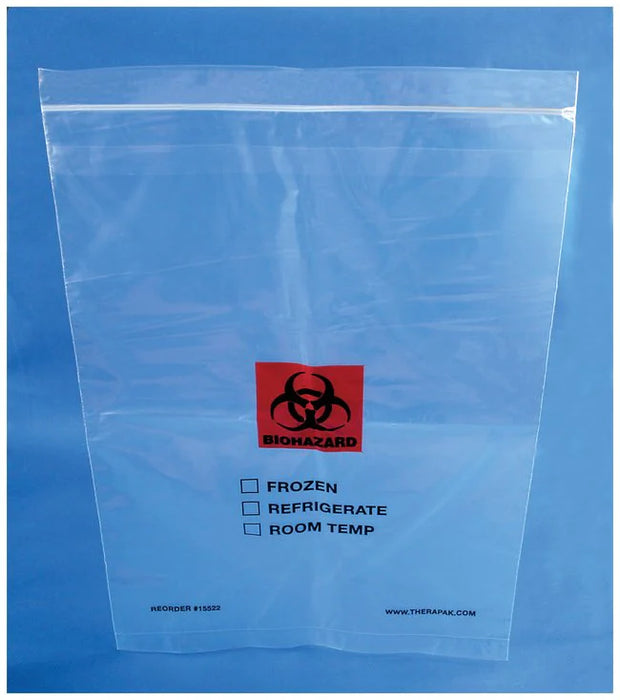 PANTek Technologies - Specimen Transport Bag with Document Pouch 13 X 18 Inch Zip Closure Biohazard Symbol / Storage Instructions NonSterile - 15522