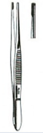 Miltex - Tissue Forceps Brown 10 Inch Length OR Grade German Stainless Steel NonSterile NonLocking Thumb Handle Straight 8 X 8 Teeth, Serrated Tip - 6-141