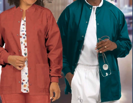 Fashion Seal Uniforms Warm-Up Jacket White Small Long Raglan Sleeves Hip Length - 7699-S