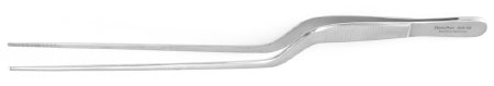 Miltex MeisterHand Dressing Forceps Cushing 7-1/4 Inch Surgical Grade Stainless Steel (German) NonSterile NonLocking Bayonet Handle Straight Serrated Tips w/Scraper End - H6-190