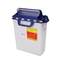 Becton Dickinson Pharmaceutical Waste Container Horizontal Drop 16 X 13-1/2 X 6 Inch 3 Gallon White Base / Blue Lid Counter Balanced Lid - 305622