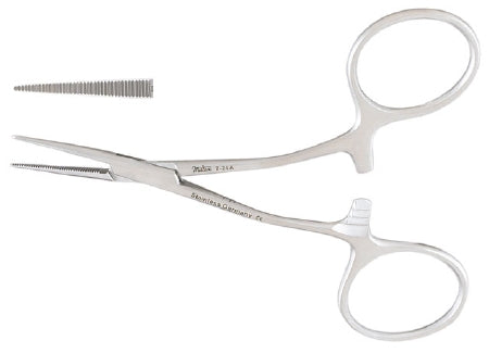 Miltex Biopsy Forceps Terrell 3-1/2 Inch Surgical Grade Stainless Steel NonSterile Ratchet Lock Finger Ring Handle Straight Serrated Tip - 7-24A