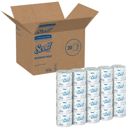 Kimberly Clark Scott Toilet Tissue White 2-Ply Standard Size Cored Roll 550 Sheets 4 X 4.1 Inch - 4460