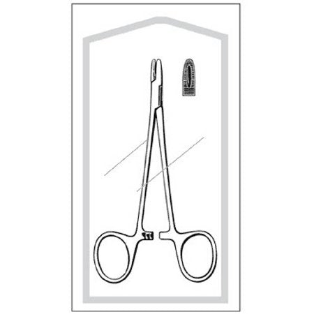 Econo - Needle Holder 4-3/4 Inch Length Straight Serrated Jaw Finger Ring Handle - 96-2583