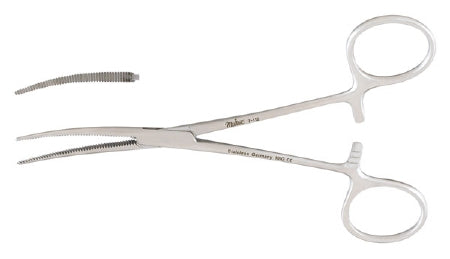 Miltex - Hemostatic Forceps Baby Pean 5-1/2 Inch Length OR Grade German Stainless Steel NonSterile Ratchet Lock Finger Ring Handle Curved Extra Delicate Serrated Tips - 7-112
