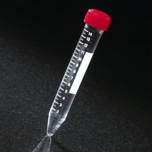 Globe Scientific Centrifuge Tube Conical Bottom Plain 17 X 120 mm 15 mL Red Screw Cap Acrylic Tube - 6267