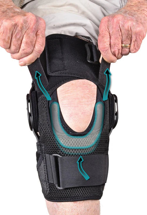 Global Knee - Knee Brace Medium Pull-On / D-Ring / Hook and Loop Strap Closure 13-1/2 to 15-1/2 Inch Calf Circumference / 17-1/2 to 19-1/2 Inch Thigh Circumference Left or Right Knee - 7640-BLK-M