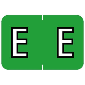 Tabbies - Pre-Printed Label Chart Tab Light Green E | E Black / White Alpha Series 1 Inch - 71625