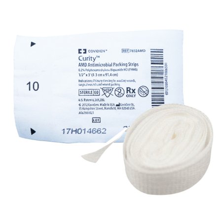 Curity AMD - Wound Packing Strip Polyhexamethylene Biguanide (PHMB) 1/2 Inch X 1 Yard 10 Count Sterile - 7832AMD