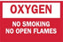 Fisher Scientific Caution Sign Oxygen No Smoking No Open Flames - 19102449