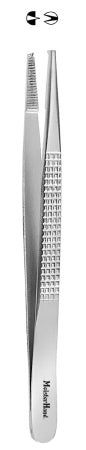 MeisterHand - Tissue Forceps Bonney 7 Inch Length Surgical Grade German Stainless Steel NonSterile NonLocking Thumb Handle Straight Serrated Tips with 1 X 2 Teeth - MH6-148
