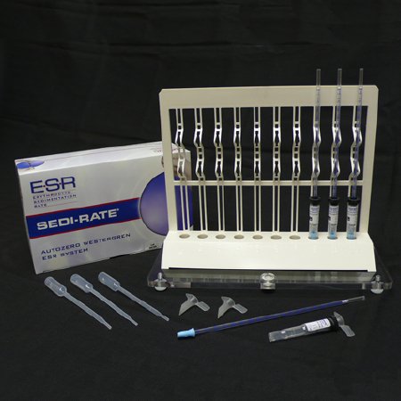 Globe Scientific Sedi-Rate Test Kit Autozero Westergren Erythrocyte Sedimentation Rate (ESR) Whole Blood Sample 100 Tests - 3469