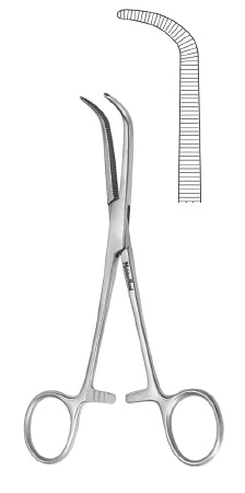 Miltex MeisterHand Hemostatic Forceps Mixter 7-1/4 Inch Surgical Grade Stainless Steel (German) NonSterile Ratchet Lock Finger Ring Handle Fully Curved Serrated Tips - H7-202