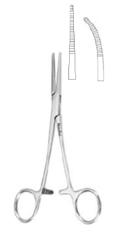 MeisterHand - Hemostatic Forceps Rankin 6-1/4 Inch Length Surgical Grade German Stainless Steel NonSterile Ratchet Lock Finger Ring Handle Curved Serrated Tips - MH7-94