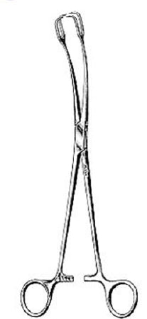 Miltex Miltex Uterine Vulsellum Forceps Schroeder 10 Inch OR Grade Stainless Steel (German) NonSterile Ratchet Lock Finger Ring Handle Curved Serrated Tip - 30-1005