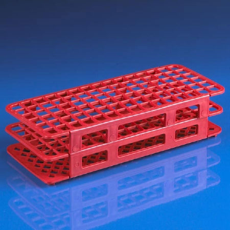 Globe Scientific Test Tube Rack 90 Place 12 mm - 13 mm Red 246 X 105 X 64 mm - 456410