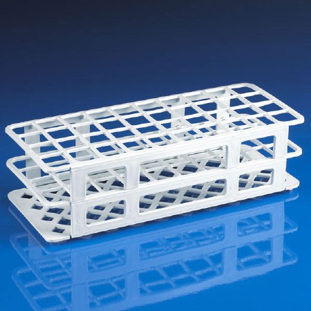 Globe Scientific Test Tube Rack 40 Place 25 mm White 295 X 125 X 85 mm - 456703