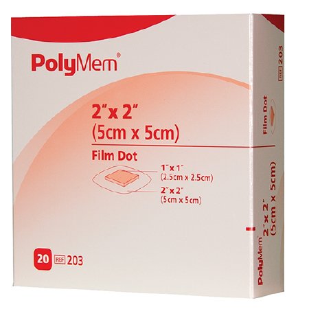 Ferris Manufacturing Polymem Foam Dressing PolyMem 2 X 2 Inch Square Adhesive with Border Sterile - 203