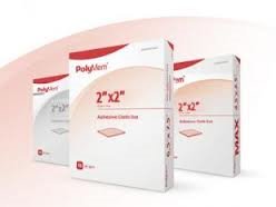 Ferris Manufacturing Polymem Adhesive Strip PolyMem 2 X 2 Inch Polyurethane / Film Square Pink / White Sterile - 7203