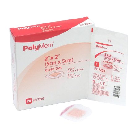 PolyMem - Adhesive Strip 2 X 2 Inch Polyurethane / Film Square Pink / White Sterile - 7203