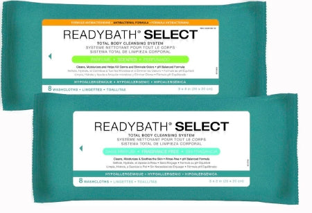 ReadyBath Select - Rinse-Free Bath Wipe Soft Pack BZK (Benzalkonium Chloride) Unscented 8 Count - Medline - MSC095107