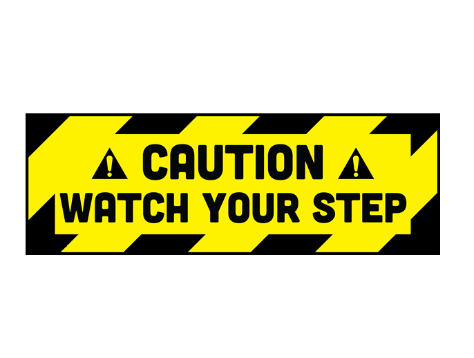 BeSafe Messaging Facilities Floor Decals - Yellow & Black, 18" x 6", Pack of 6 
