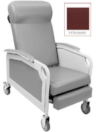 Winco Convalescent Recliner Burgundy Vinyl 5 Inch Heavy-Duty Steel Casters 5 Inch Heavy-Duty Steel Casters - 5261-14