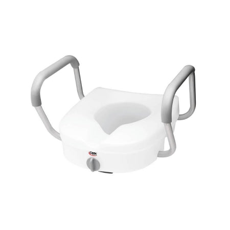 Carex E-Z Lock - Raised Toilet Seat with Arms 5 Inch Height White 300 lbs. Weight Capacity - FGB30300 0000