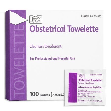 Hygea - Obstetrical Wipe Individual Packet BZK (Benzalkonium Chloride) / Ethyl Alcohol Scented 100 Count - D74800