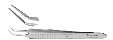 Miltex Miltex Suture Forceps McPherson 3-1/2 Inch OR Grade Stainless Steel (German) NonSterile NonLocking Thumb Handle Angled Smooth Tip - 18-949