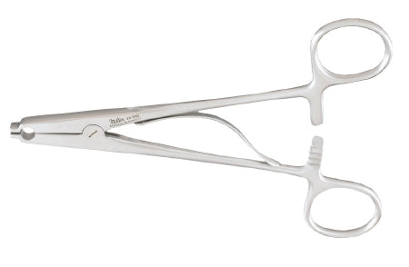 Miltex Applying Forceps Raney 6-1/4 Inch Surgical Grade Stainless Steel NonSterile Ratchet Lock Finger Ring Handle Straight Clip Applying Tip - 26-590