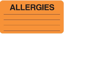 Wilmer Barkley Pre-Printed Label Allergy Alert Allergies Fluorescent Red 1-3/4 X 3-1/4 Inch - W-CA3
