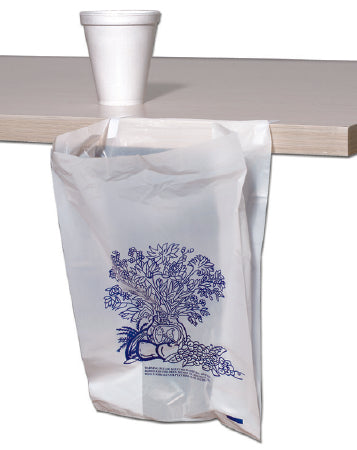 Elkay - Bedside Bag 4 X 7 X 11 Inch White / Blue Floral Print HDPE - BSB074011