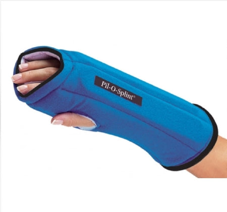 DJO Imak Pil-O-Splint Wrist / Hand Splint Dorsal Stays Foam / Flannel / Cotton Left or Right Hand Blue / Gray - 79-87540