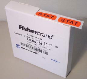 Fisher Scientific Barkley Pre-Printed Label Advisory Label Stat Red 1-1/2 X 1 Inch - 15917