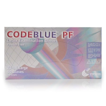 CODEBLUE PF - Exam Glove Large NonSterile Latex Extended Cuff Length Fully Textured Blue Not Chemo Approved - Mckesson Medical Surgical - 23-36