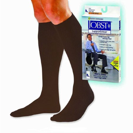 JOBST for Men Dress - Compression Socks Knee High Large Brown Closed Toe - 110790