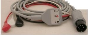 Welch Allyn Patient Cable 10 Foot, One Piece Shielded, 3 Lead, With Snap Connector Lead Wire - 008-0315-00