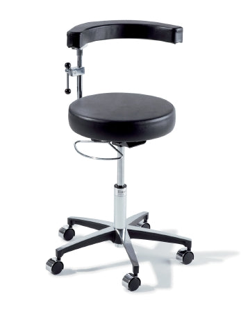 Midmark Ritter 279 Classic Series Surgeon Stool Backrest Pneumatic Height Adjustment / Hand Operated 5 Casters Shadow Gray - 279-001-232