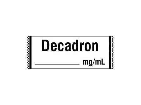 Shamrock Scientific Pre-Printed Label Anesthesia Label DECADRON / _____ mg / mL White 1/2 X 500 Inch - SA-326