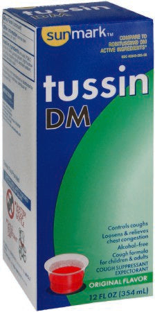 McKesson sunmark Cold and Cough Relief 100 mg - 10 mg / 5 mL Strength Syrup 12 oz. - 49348001739