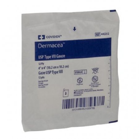 Cardinal Dermacea USP Type VII Gauze Sponge Cotton 12-Ply 4 X 4 Inch Square Sterile - 442212