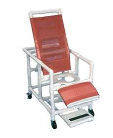 HealthLine - Reclining Commode / Shower Chair Healthline Fixed Arm PVC Frame Mesh Back 24 Inch Seat Width - 77267/MAUVE/NA