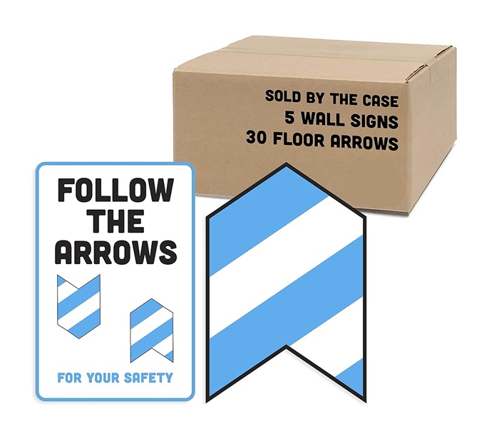 BeSafe Messaging Education Floor Decals - Blue & White, 12" x 12", 6 Per pack