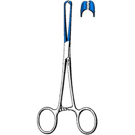 Sklar Sklar Blue Electrosurgical Tissue Grasping Forceps Allis 7-1/2 Inch Premium OR Grade Coated Stainless Steel NonSterile Ratchet Lock Finger Ring Handle Straight 5 X 6 Teeth - 91-5278