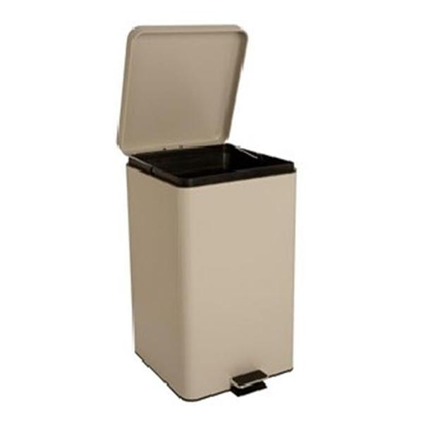 Brewer Company Can Trash Ss/Enml Fnsh 8Gal Step-On Pedal Overlapping Lid Beige Square Each - 35268