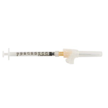 Monoject Magellan - Syringe with Hypodermic Needle 1 mL 25 Gauge 1 Inch Regular Wall Sliding Safety Needle - 8881811510
