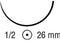 Caprosyn - Suture with Needle Absorbable Uncoated Violet Suture Monofilament Polyester Size 3 - 0 30 Inch Suture 1-Needle 26 mm Length 1/2 Circle Taper Point Needle - GC-322