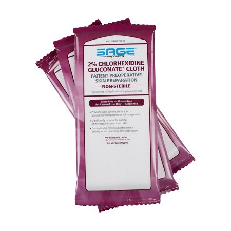 Sage - Skin Prep Wipe 2 per Pack Soft Pack 2% Strength CHG (Chlorhexidine Gluconate) NonSterile - 9705