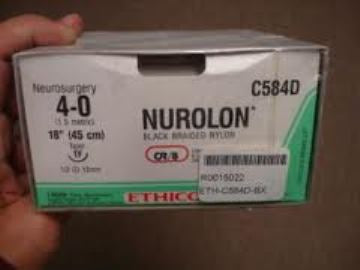 J & J Healthcare Systems Nurolon Suture with Needle Nonabsorbable Coated Black Suture Braided Nylon Size 1 18 Inch Suture 1-Needle 48 mm Length 1/2 Circle Taper Point Needle - C550D
